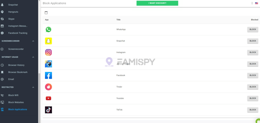 Bloqueio de sites e aplicativos