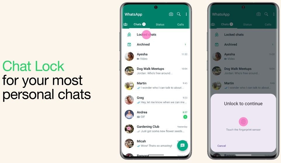 Blocco della chat di WhatsApp