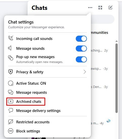 Retrouvez les messages supprimés de Messenger en consultant vos discussions archivées