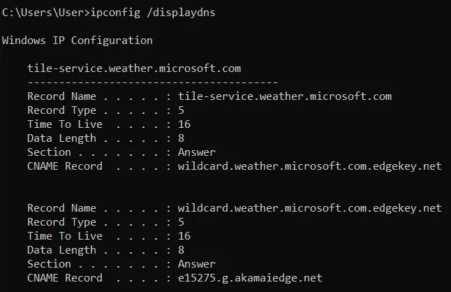 ipconfig displaydns