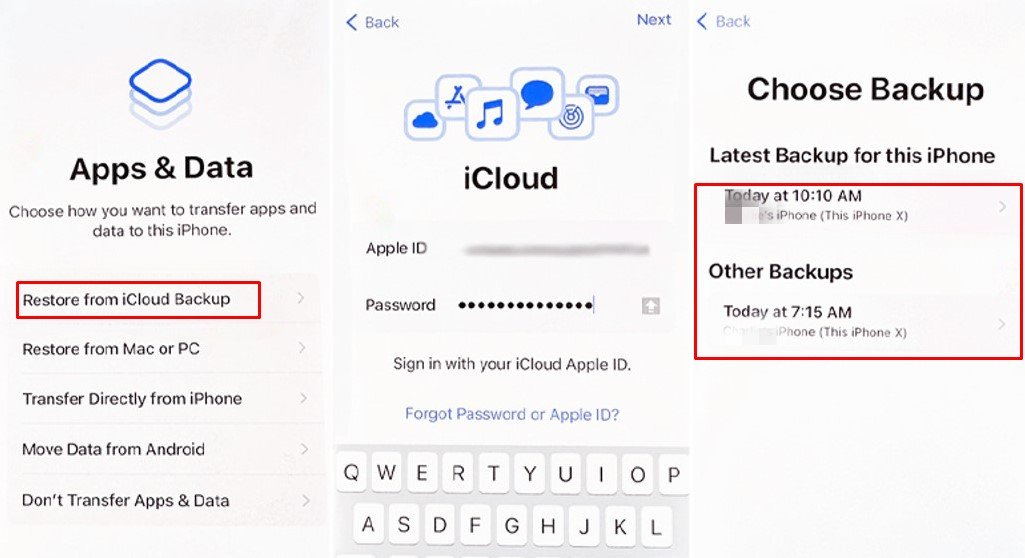 Restaurar do backup do iCloud