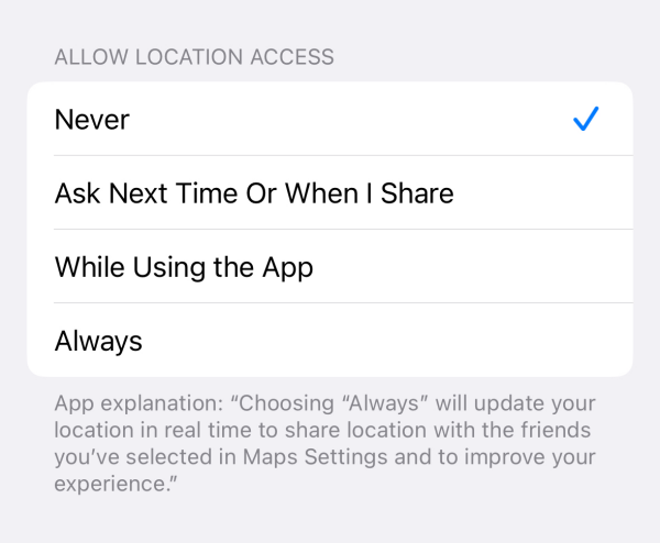 Turn off iPhone app location service