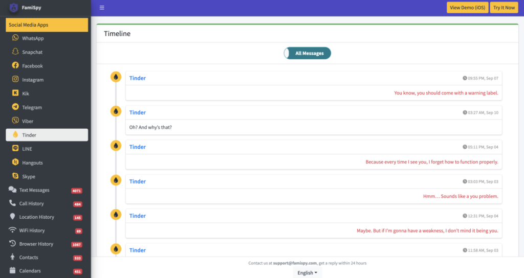 FamiSpy moniteur Tinder