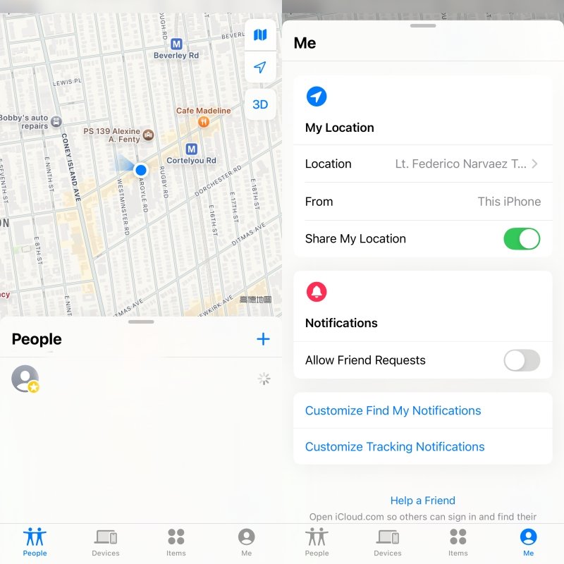 Aplicación "Find My" de Apple